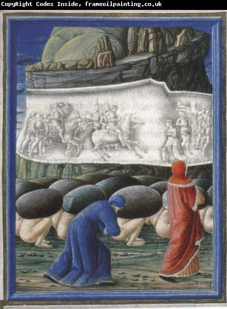 Guglielmo Girardi Dante,Guided by virgil bows before a relief depicting Emperor Trajan and the widow in canto X of the Purgatorio